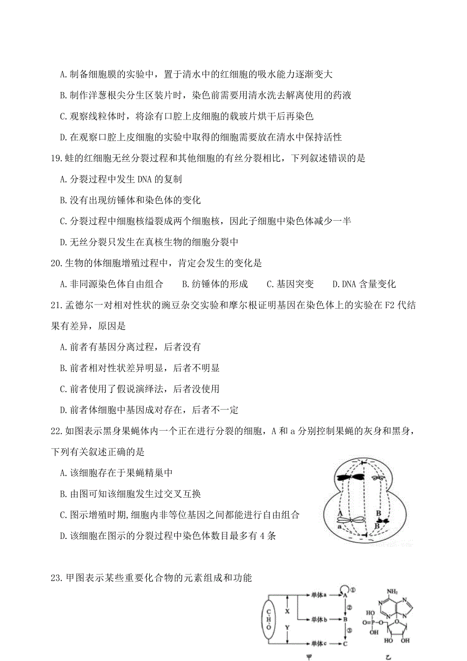 福建省福州市八县2018届高三生物上学期期中试题_第5页