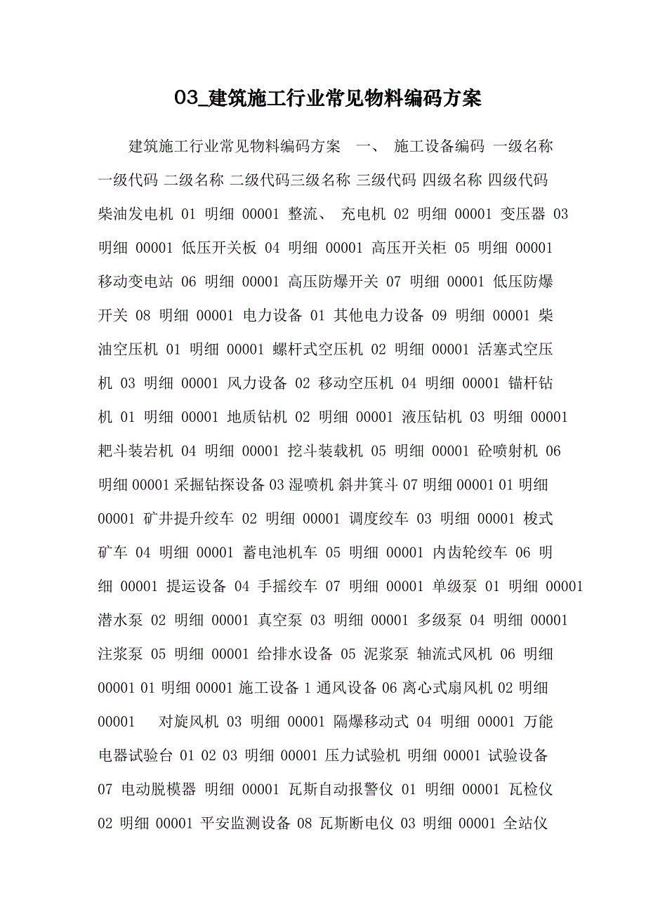 03_建筑施工行业常见物料编码方案_第1页