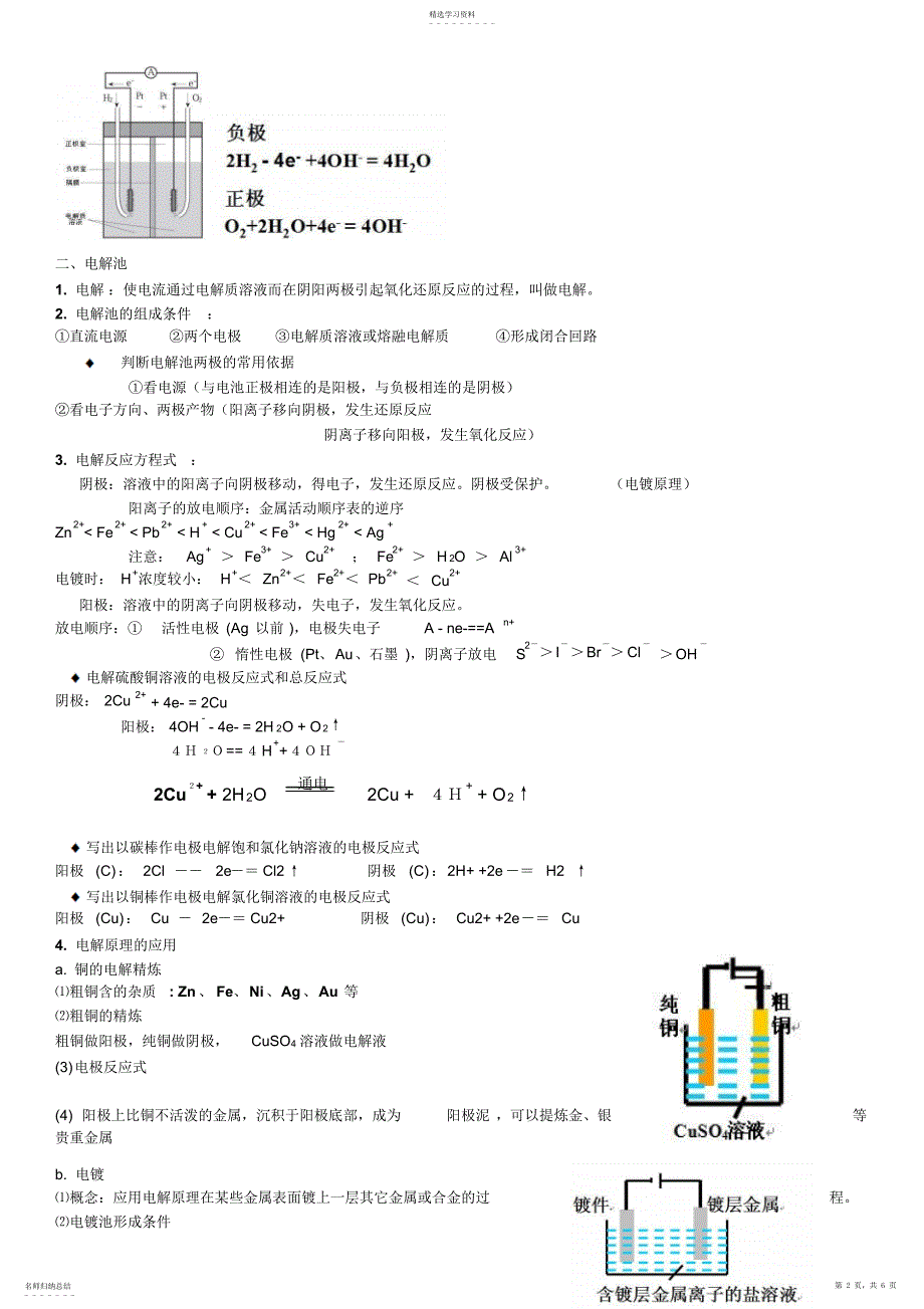 2022年原电池与电解池电化学知识点全复习_第2页