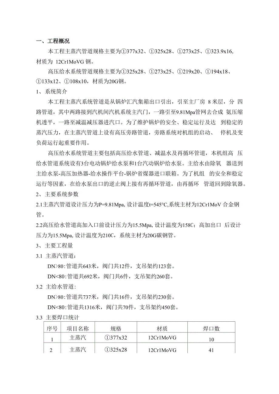 主蒸汽、主给水管道施工方案_第1页