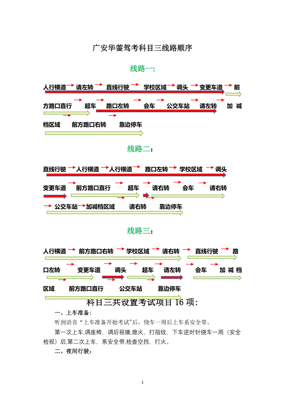 广安华蓥驾考科目三线路顺序_第1页
