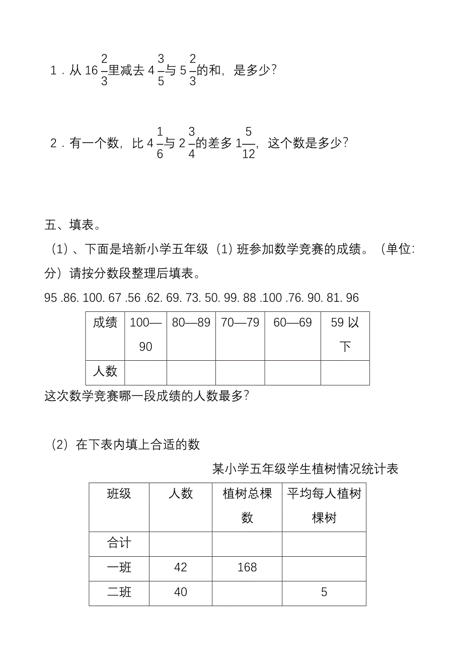 人教版五年级下册数学期末试卷_第4页