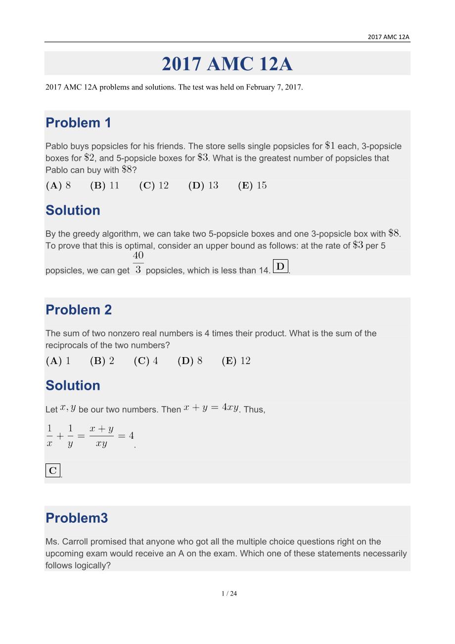 AMC12AProblemandSolution_第1页