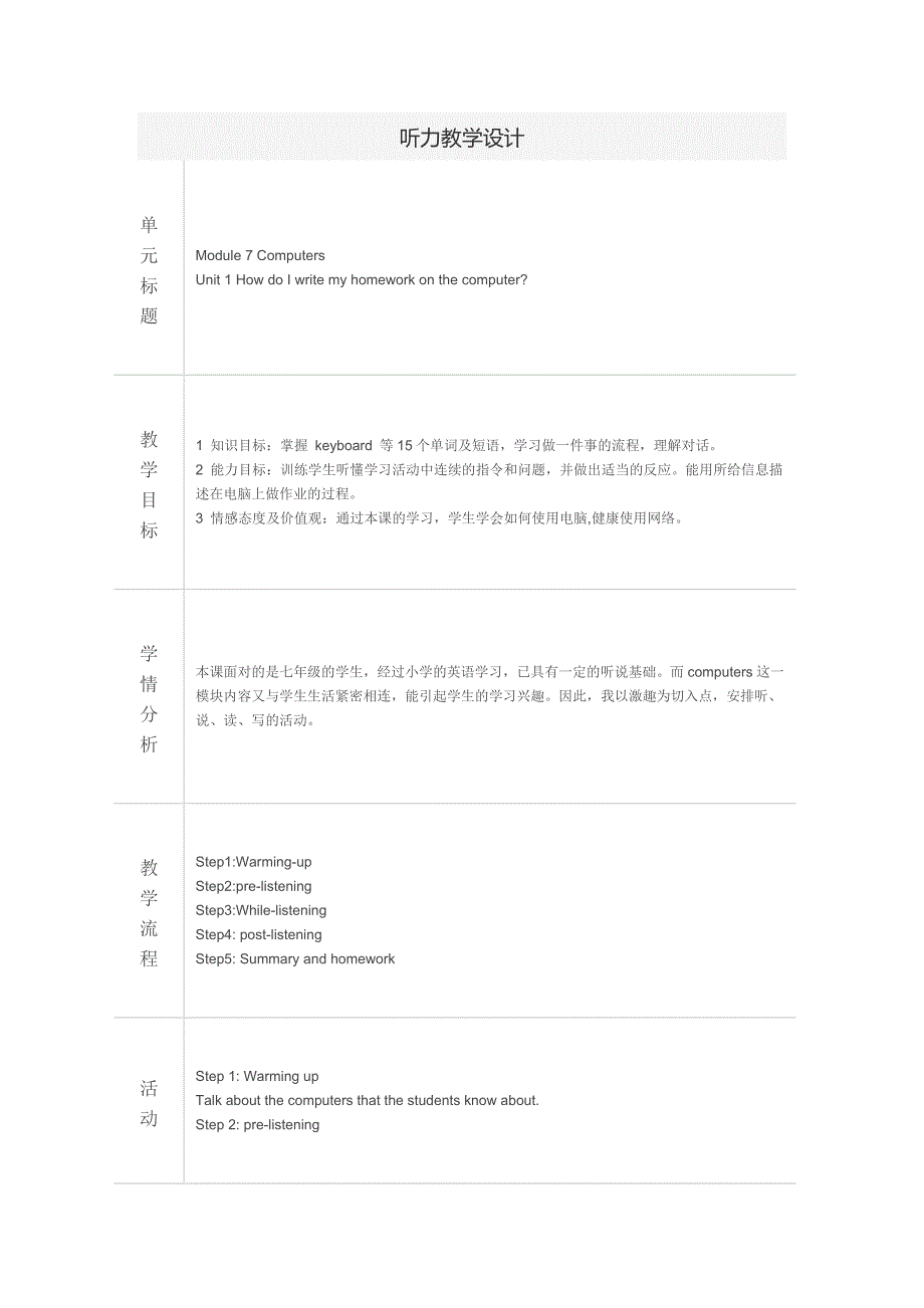 Module7Computers教学设计.doc_第1页