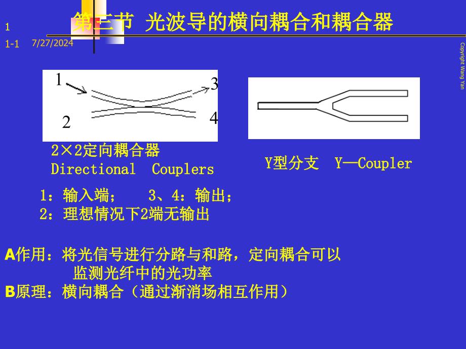 光纤通信第三节光波导的横向耦合和耦合器解析课件_第1页