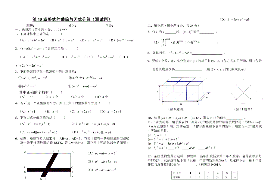 第15章整式的乘除及因式分解_第1页