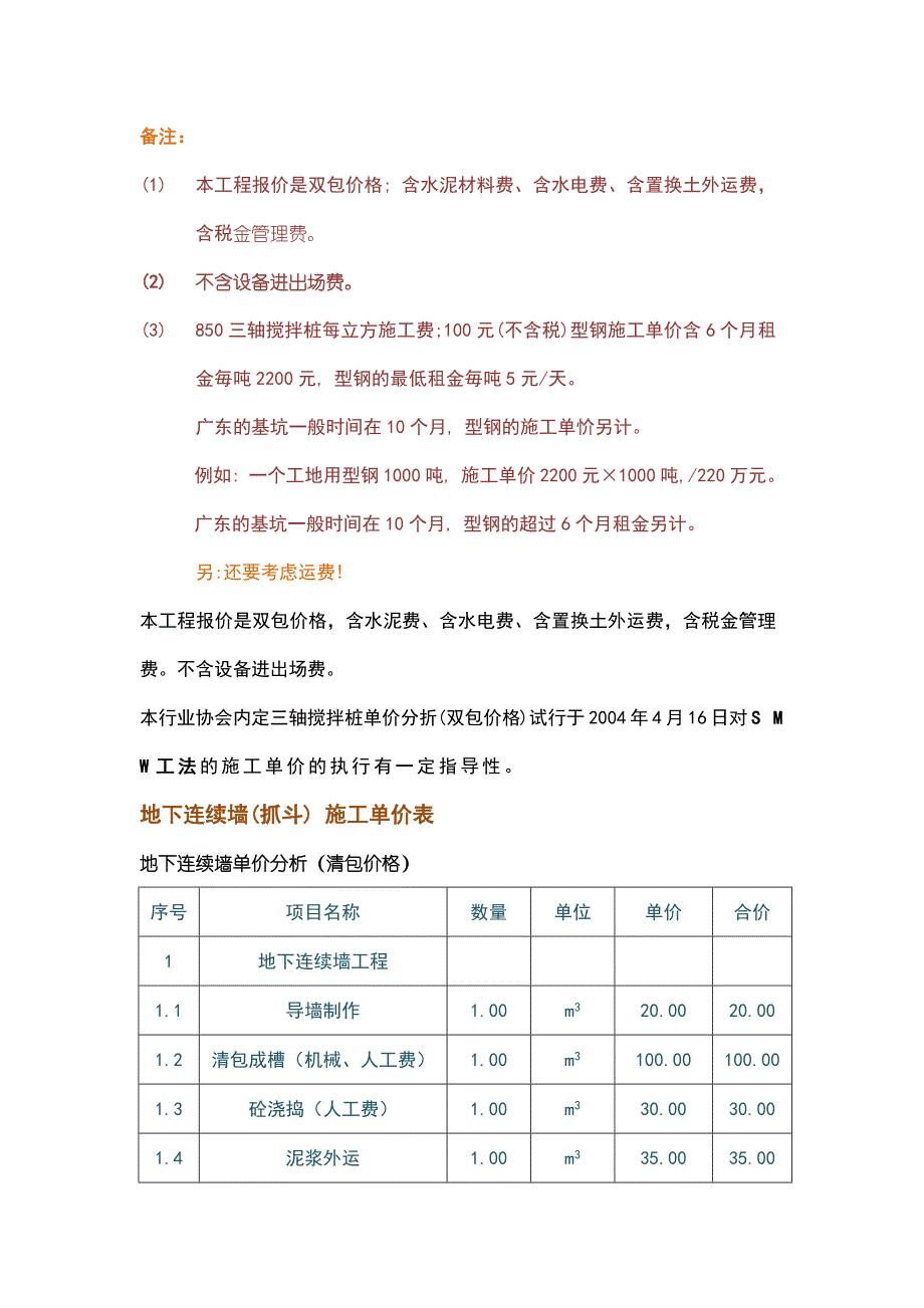 SMW工法施工报价分析_第3页