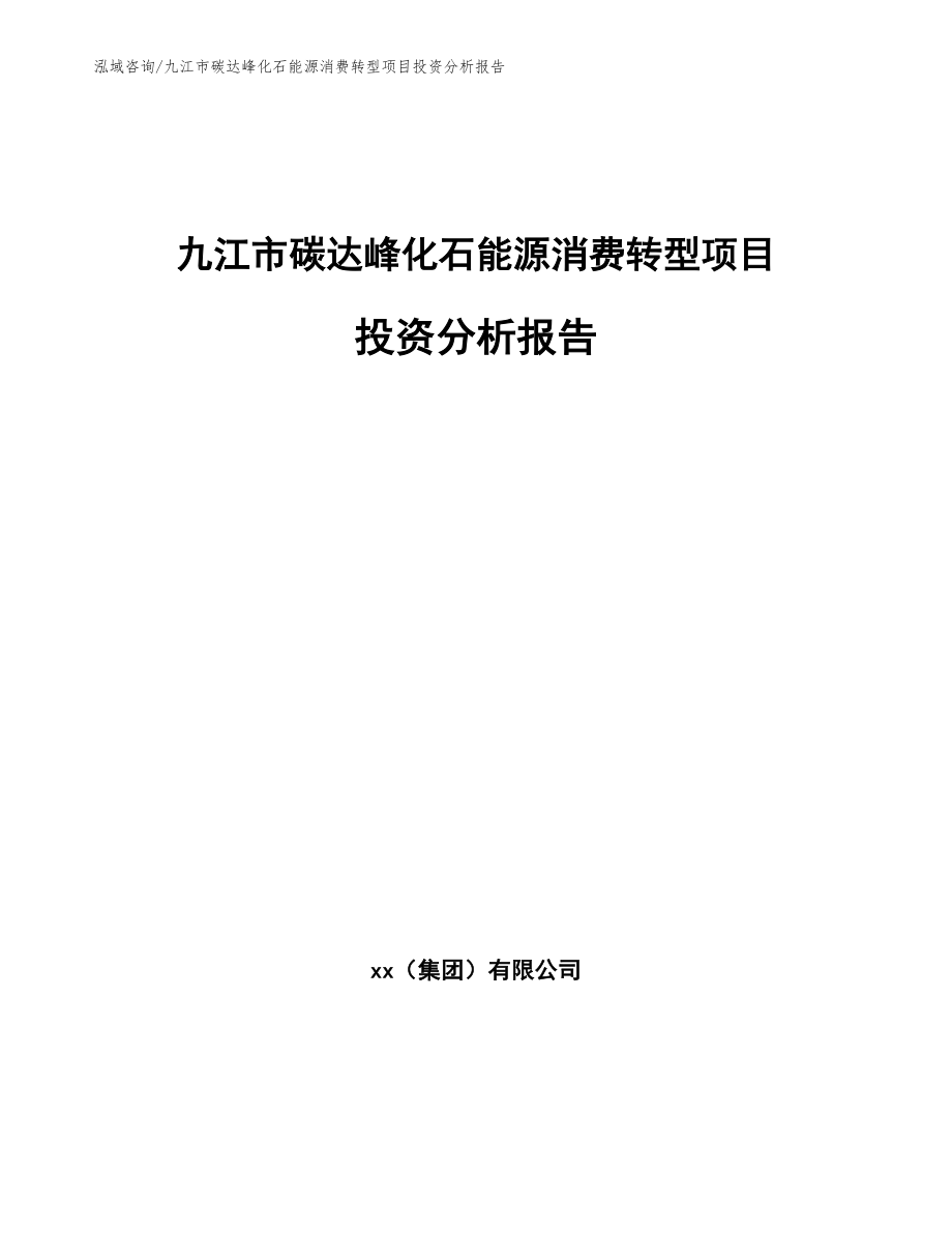 九江市碳达峰化石能源消费转型项目投资分析报告_第1页