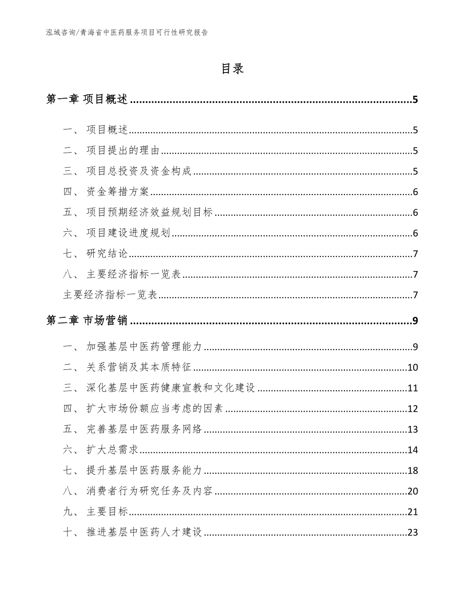 青海省中医药服务项目可行性研究报告_模板参考_第1页