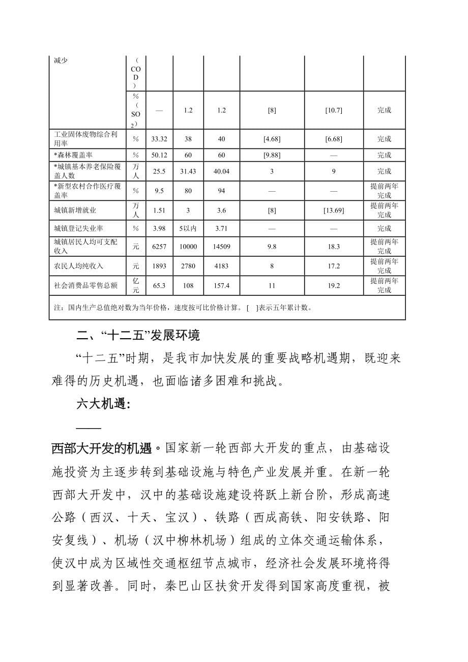 汉中市国民经济和社会发展第十二个五年规划纲要_第5页