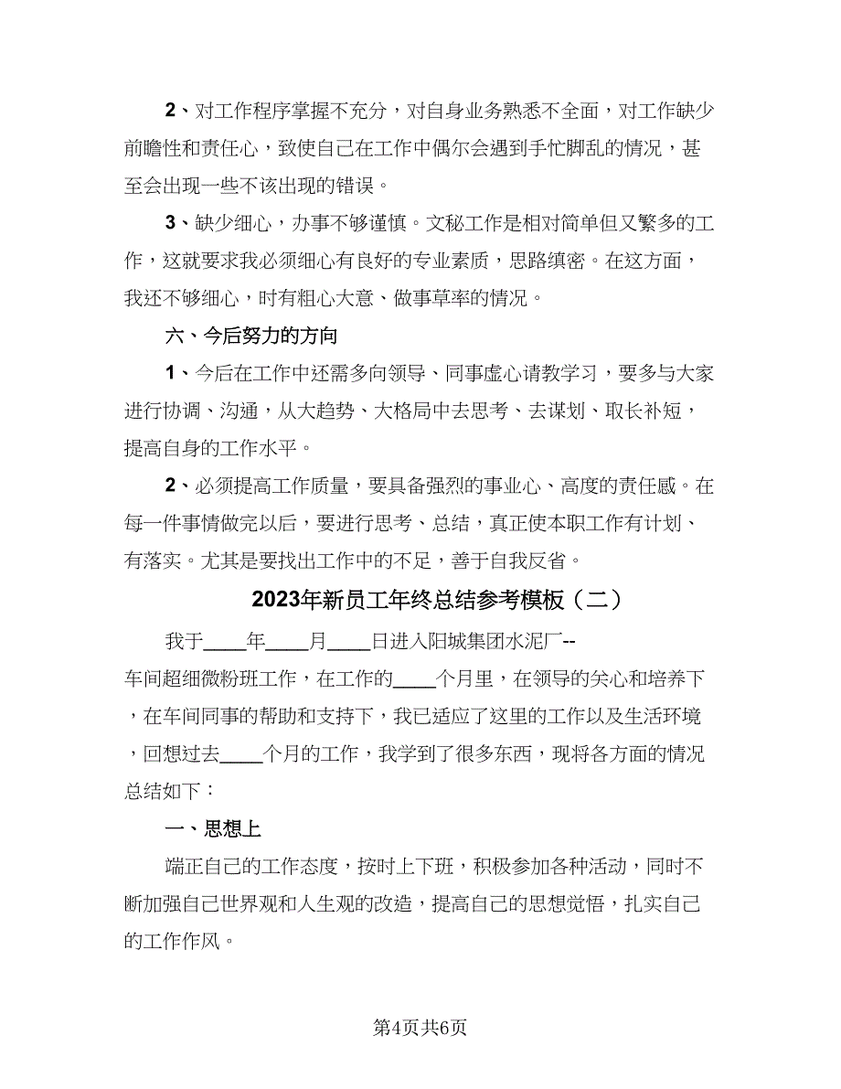 2023年新员工年终总结参考模板（2篇）.doc_第4页