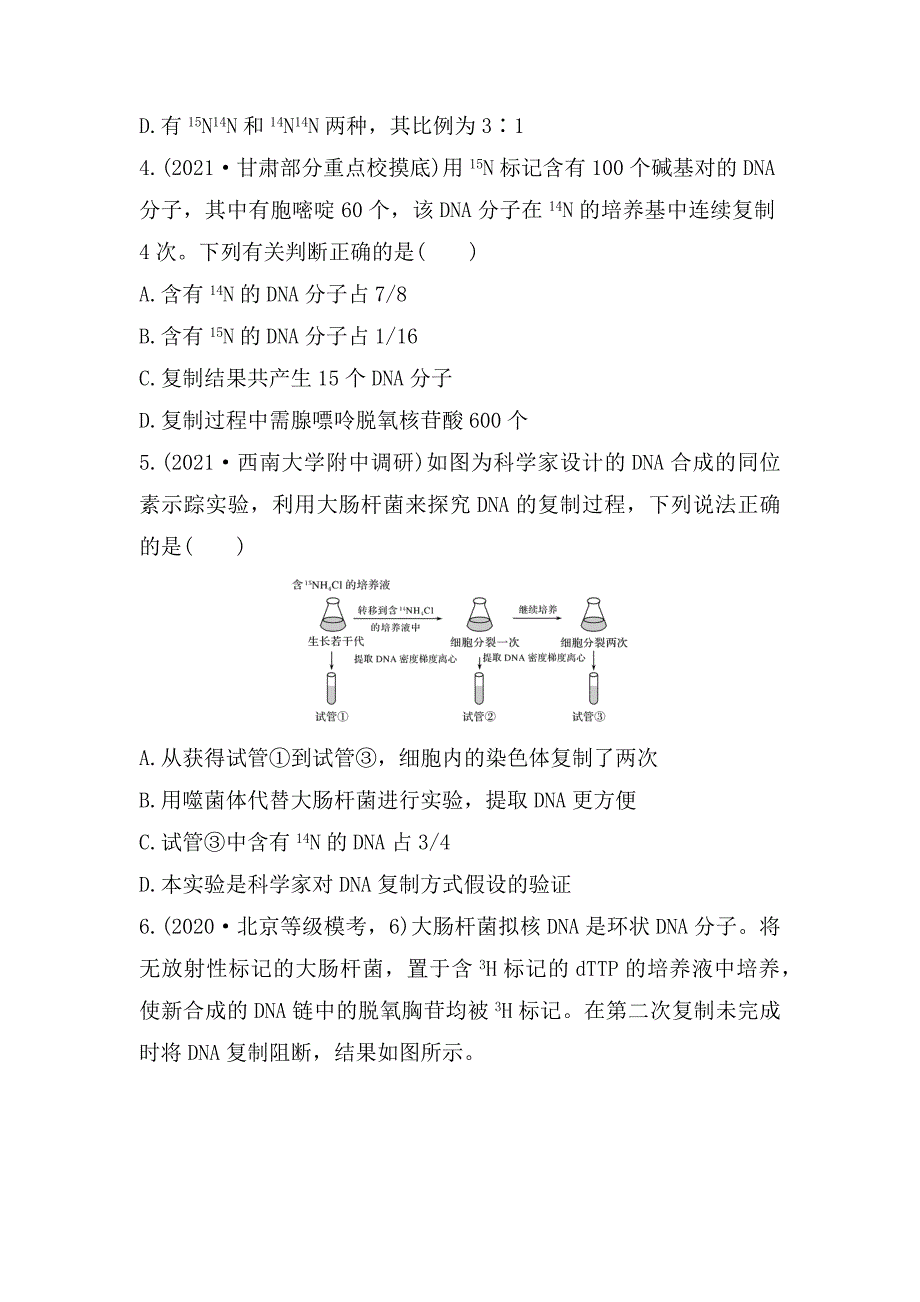 高三生物一轮复习同步练习：DNA的结构、复制及基因的本质.docx_第2页