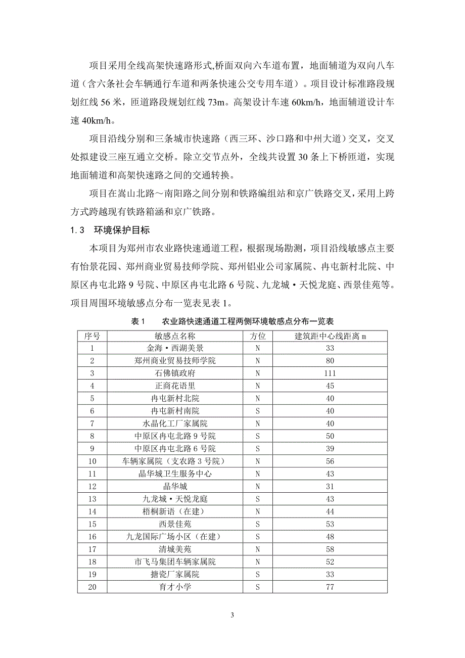 郑州农业路快速通道工程(雄鹰东路—金源东街)环境影响报告书简本_第3页