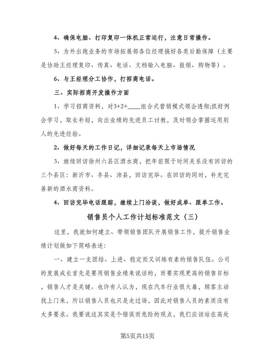 销售员个人工作计划标准范文（五篇）.doc_第5页