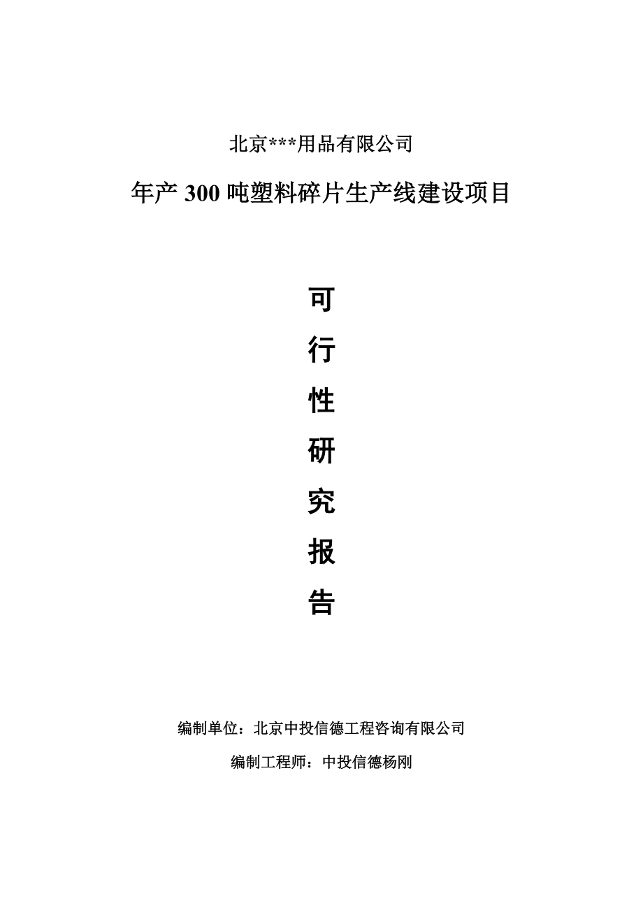 年产300吨塑料碎片项目可行性研究报告申请报告_第1页