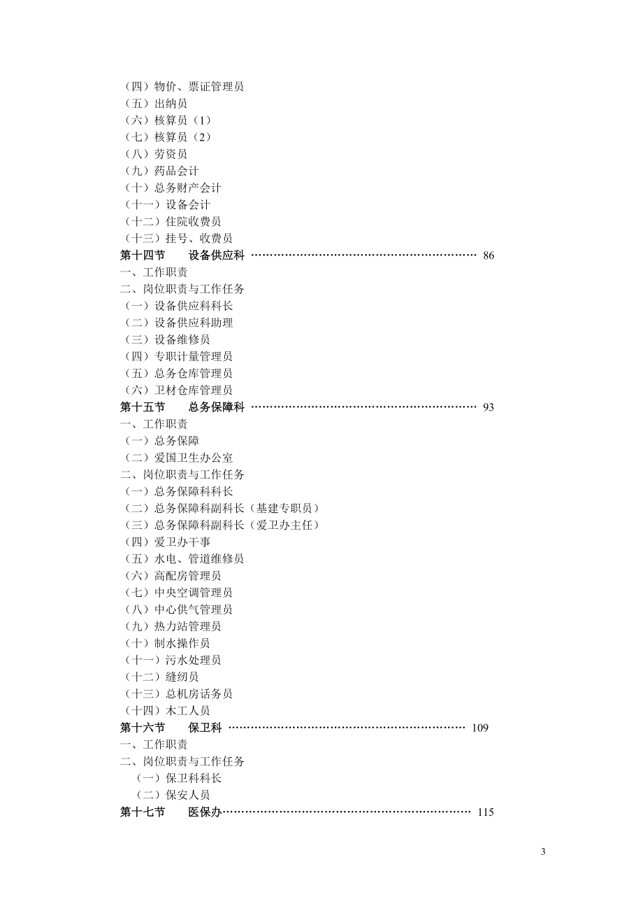 三甲医院职能科室岗位说明书_第3页