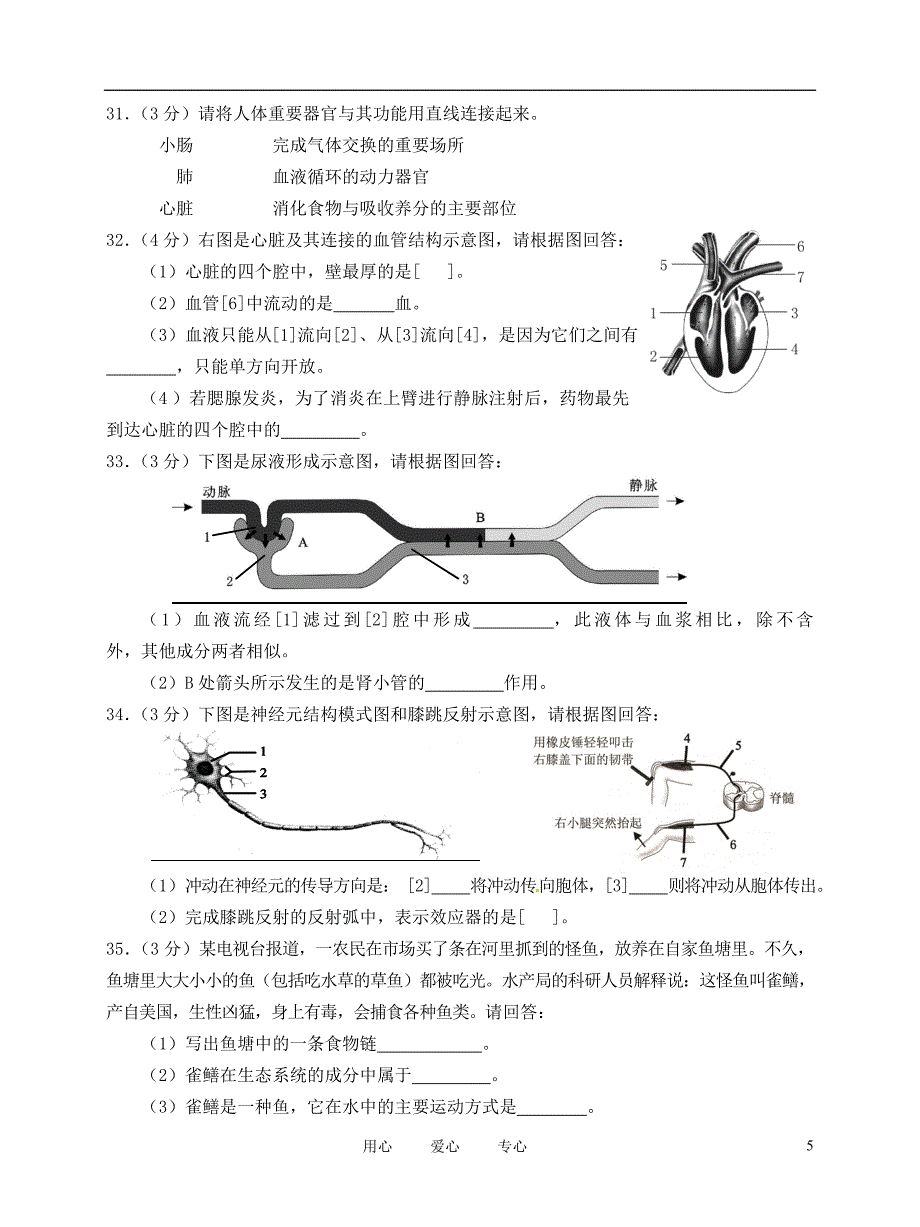 福建省龙岩市中考生物真题试题人教新课标版_第5页