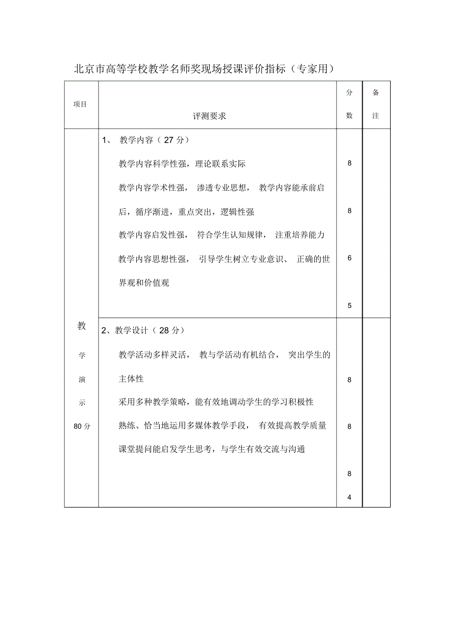 北京高等学校教学名师奖评价指标本科_第4页