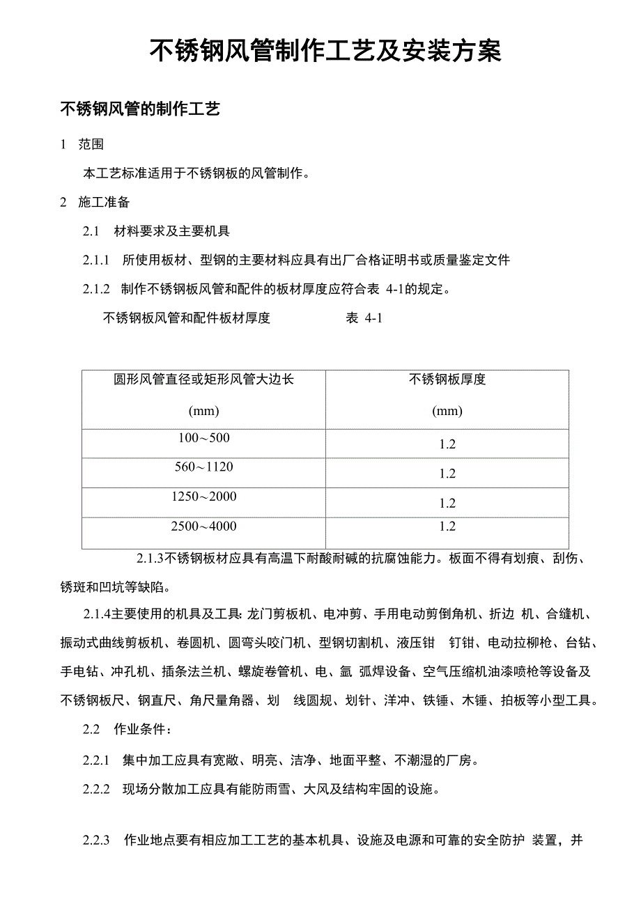 排油烟不锈钢风管制作工艺和安装方案说明_第1页