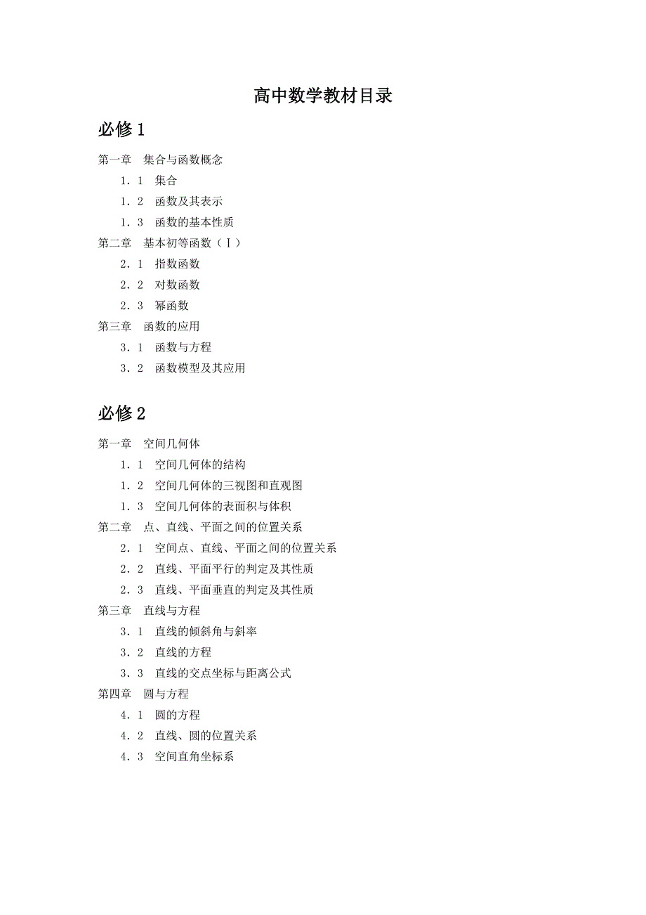 高中数学教材目录表---人教版A.doc_第1页