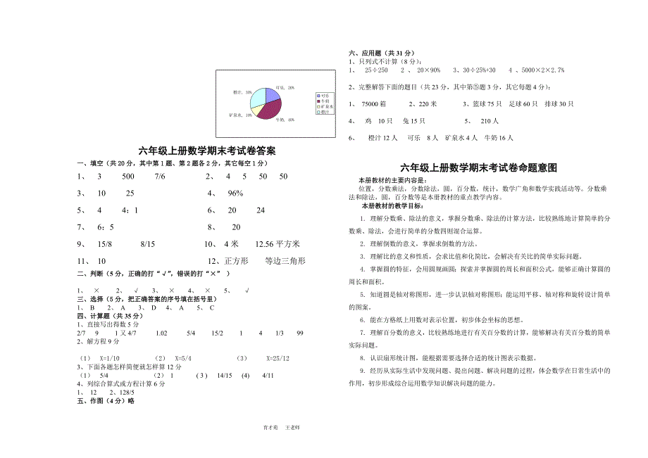 2014六年级上册数学期末考试卷及答案3.doc_第3页