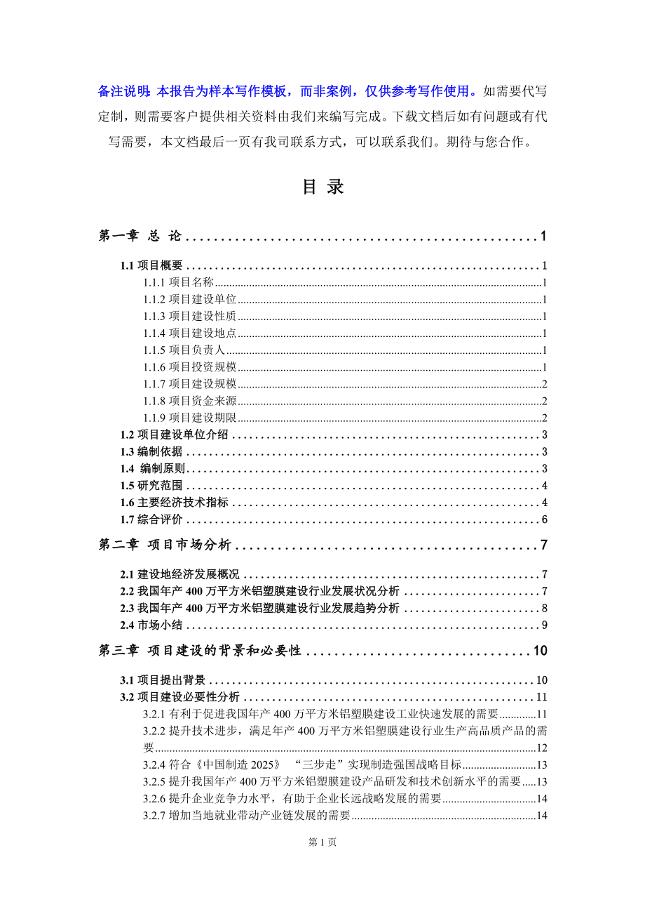 年产400万平方米铝塑膜建设项目可行性研究报告写作模板立项备案文件_第2页