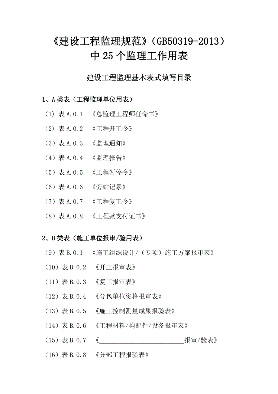 建设工程监理规范工作用表.doc_第1页