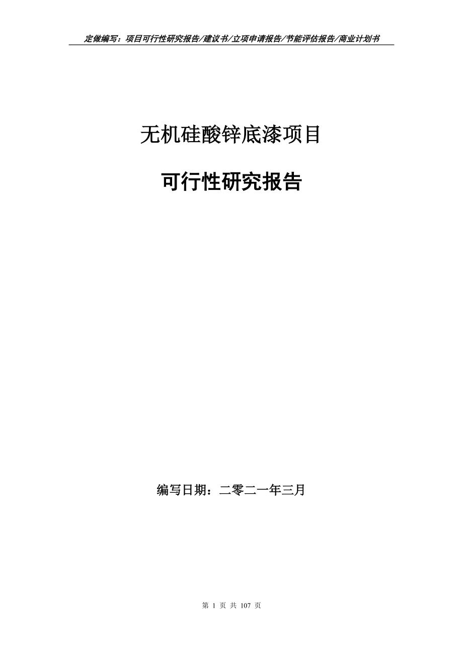 无机硅酸锌底漆项目可行性研究报告写作范本_第1页