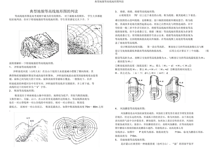 典型地貌等高线地形图判读.docx_第1页