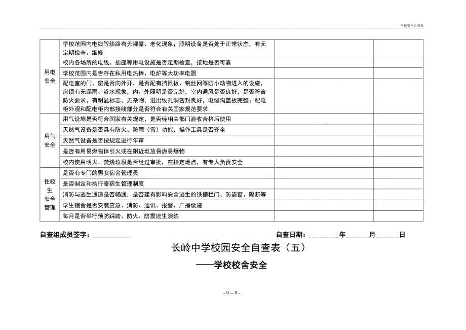 学校安全自查表_第5页