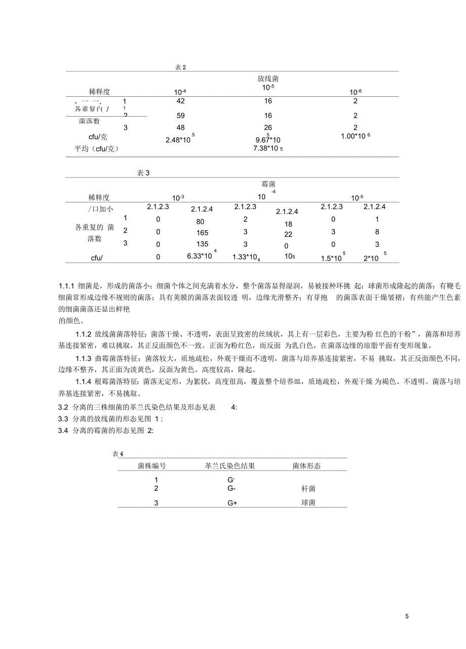 微生物学课程论文 土壤微生物主要类群的分离、记数及形态特征比较_第5页
