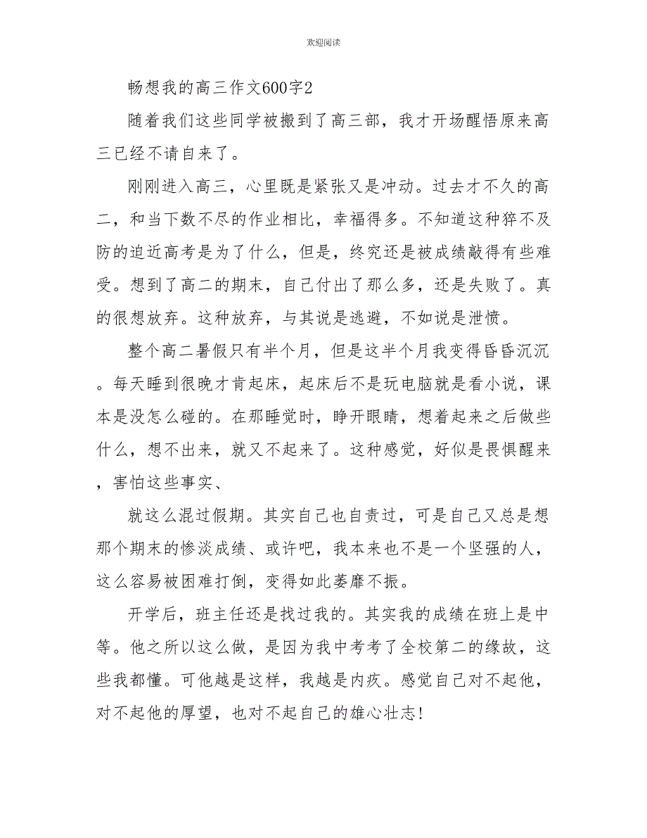 畅想我的高三作文600字_第3页