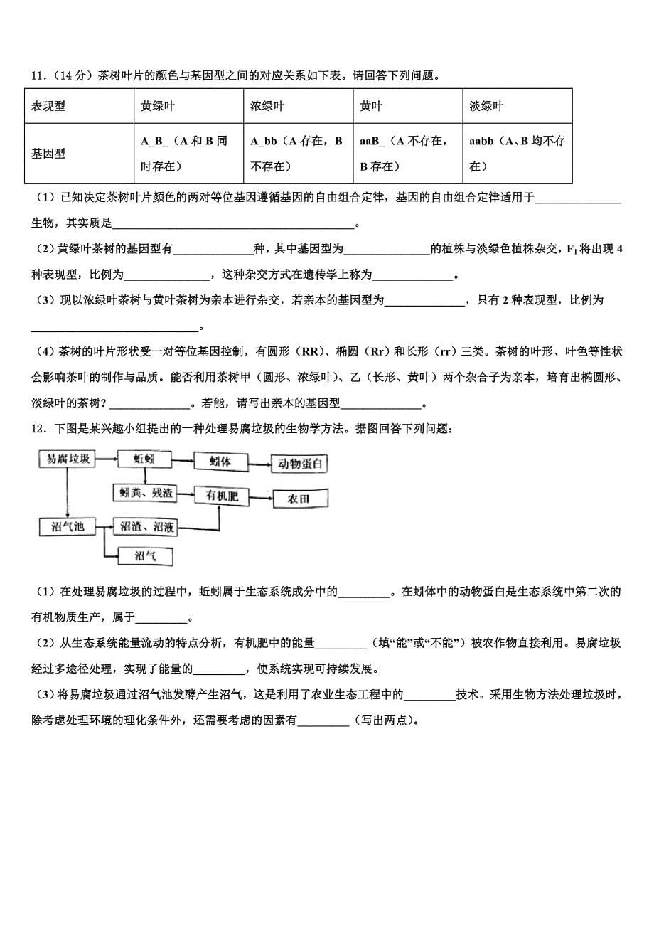 河南省十所重点名校2023年高三下学期第一次联考生物试卷（含答案解析）.doc_第5页