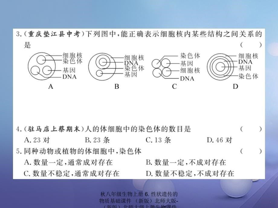 最新八年级生物上册6.性状遗传的物质基础课件_第5页