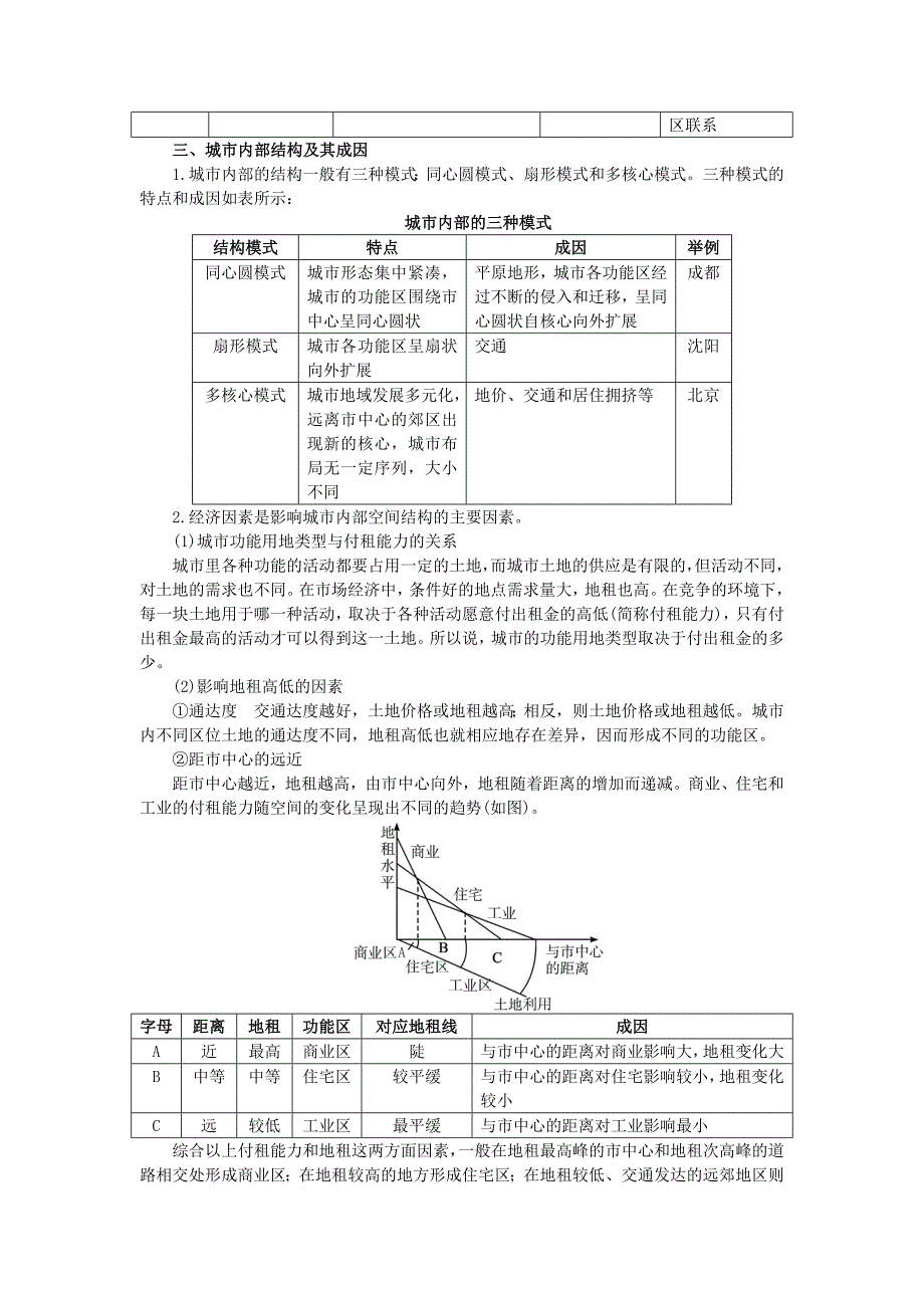 地理人教版必修2课堂探究学案：第二章第一节 城市内部空间结构 Word版含解析_第2页