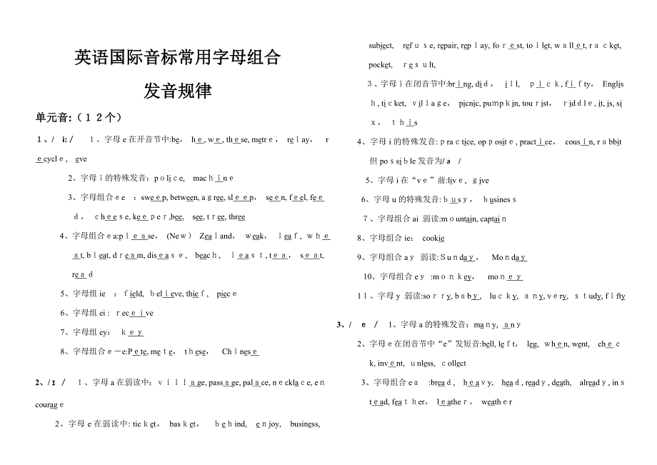 英语国际音标常见字母组合发音规律(精编汇总)_第5页