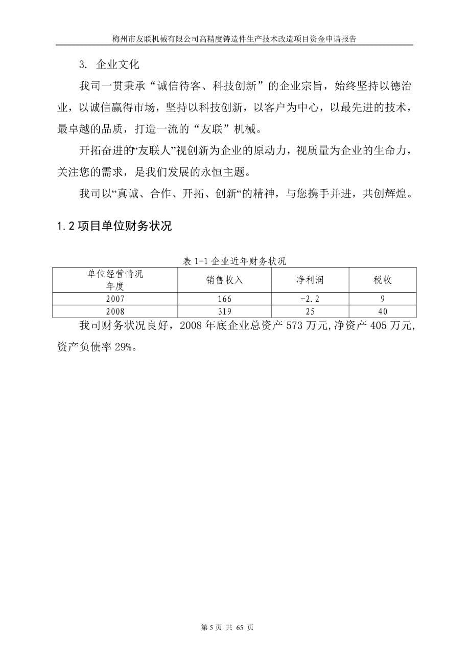 高精度铸造件生产技术改造项目资金申请报告_第5页