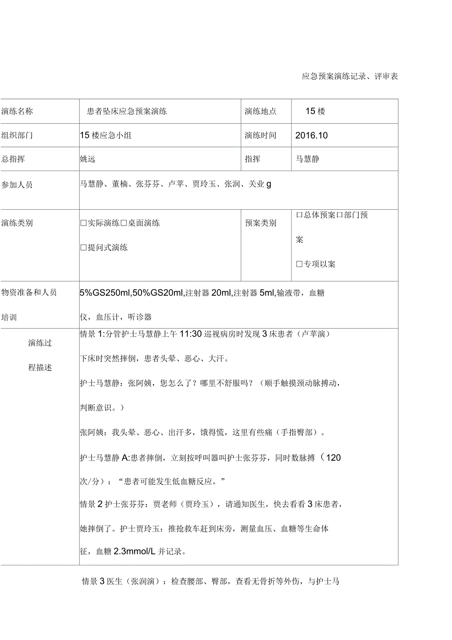 患者坠床应急演练_第1页