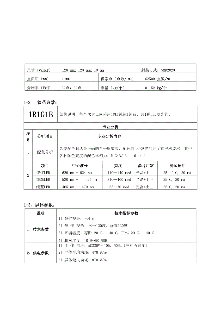 室内P4P5P6P762全彩led显示屏技术参数_第1页