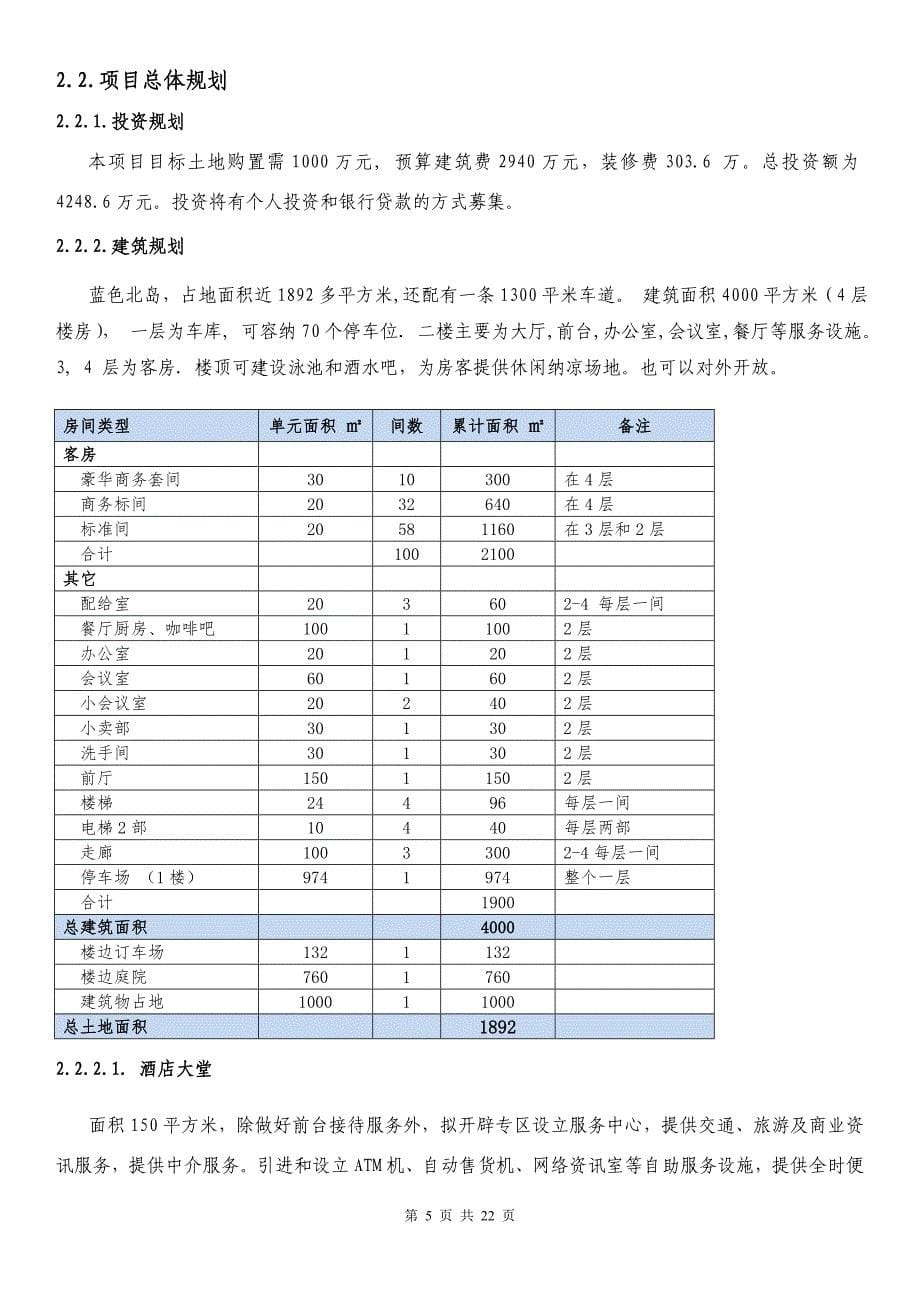 商务酒店商业计划书_第5页