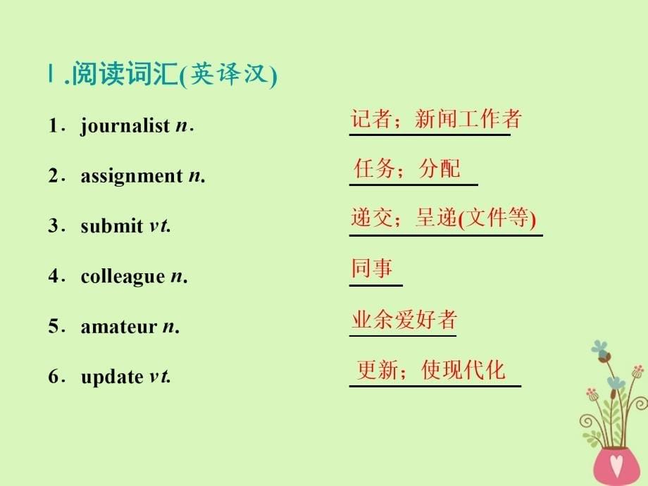 2018-2019学年高考英语一轮复习 Unit 4 Making the news课件 新人教版必修5_第5页