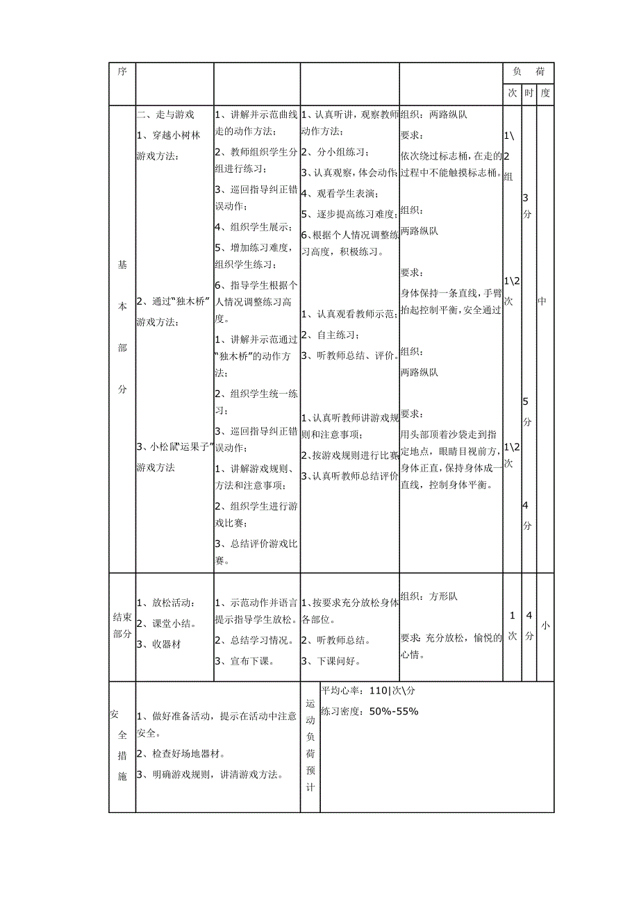 小学体育水平一《走与游戏》教学设计.docx_第4页