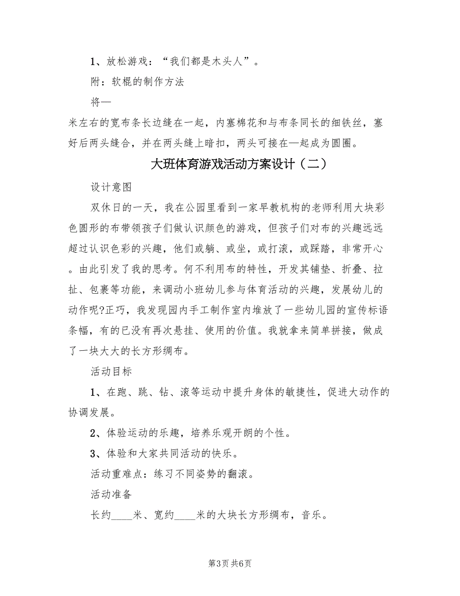 大班体育游戏活动方案设计（二篇）_第3页