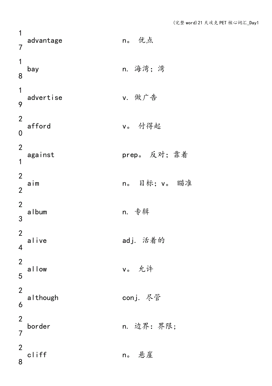 (完整word)21天攻克PET核心词汇-Day1.doc_第2页