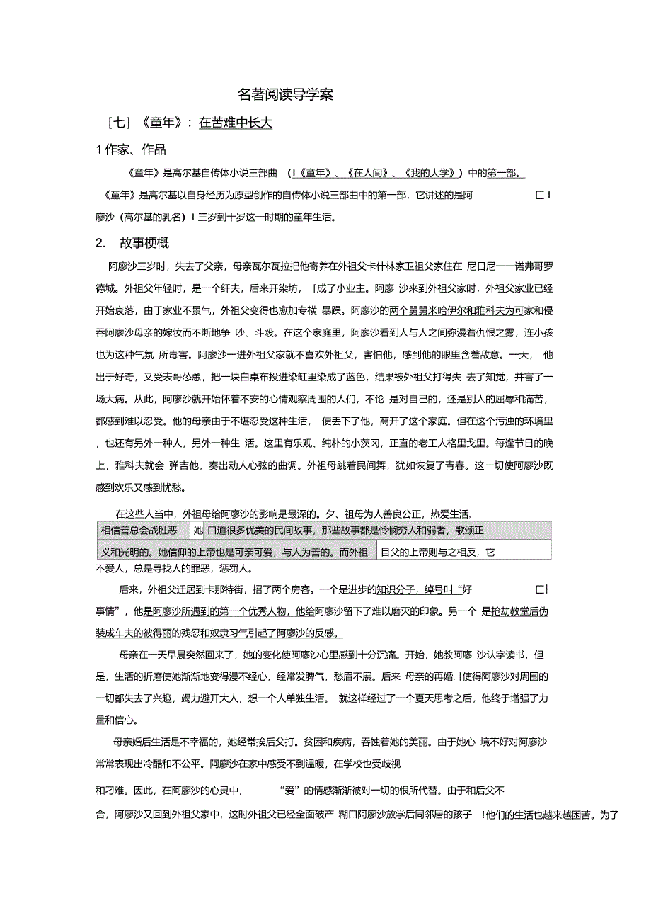 《童年》名著导读_第1页