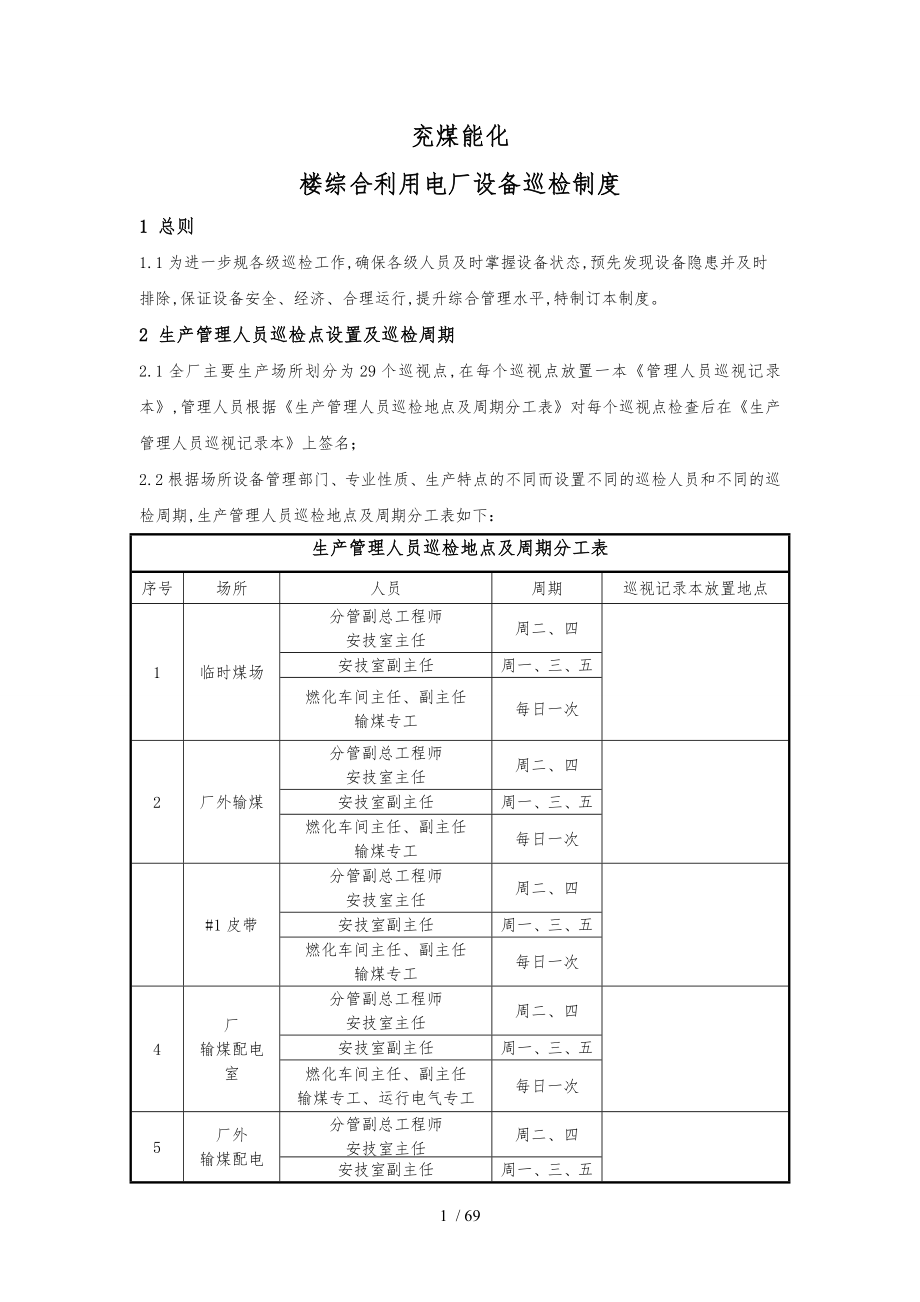 赵楼综合利用电厂设备巡检管理制度_第1页