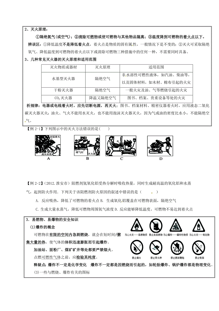 山东省广饶县广饶街道XX学校中考化学知识点复习-第7单元-课题1-燃烧和灭火-精_第3页