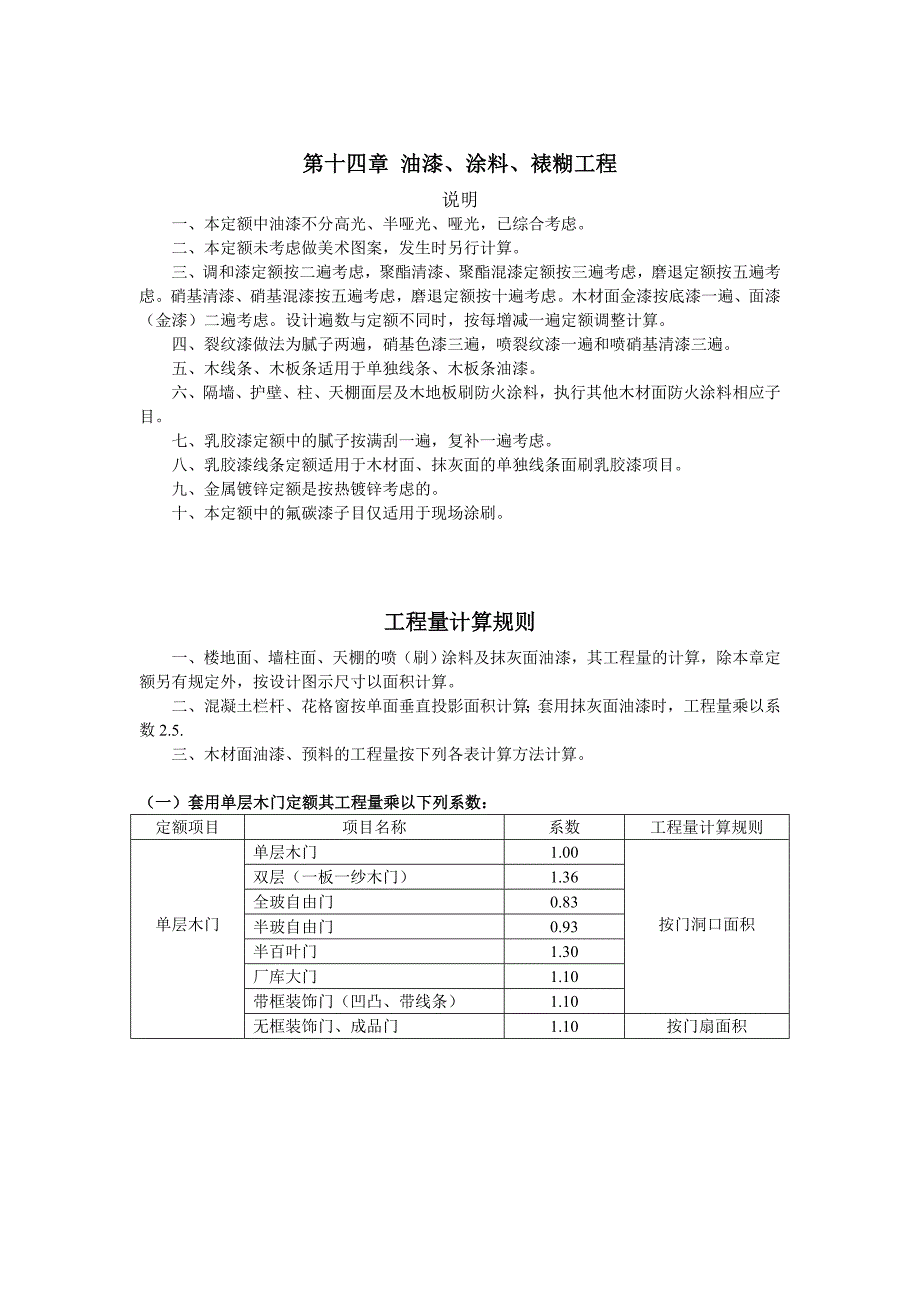 浙江省建筑工程预算定额2010版(说明及计算规则)-第十四章 油漆.doc_第1页