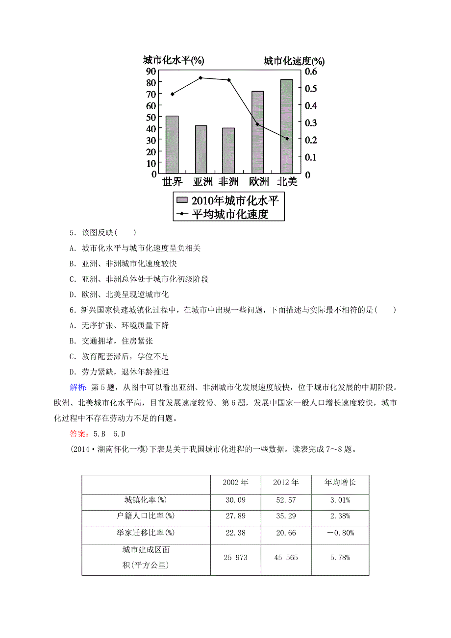 高考地理总复习开卷速查(十八)城市化.doc_第3页