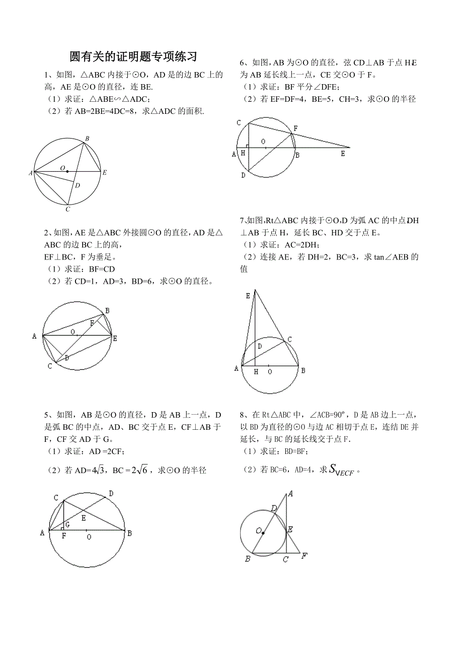 初中数学圆的证明题专项练习大全精华_第1页